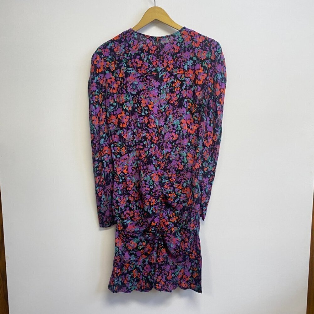 Zara Floral Gathered Ruched Ruffle Dress - Picture 10 of 14
